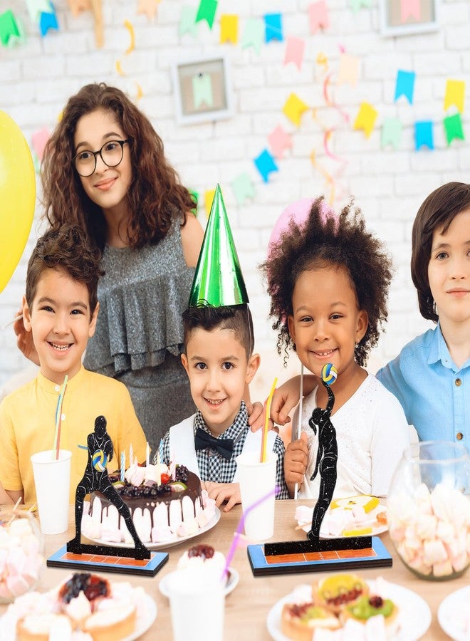 DoubleFill مجموعة دبل فيل المكونة من 6 قطع لتزيين طاولة الكرة الطائرة، تتضمن لافتات خشبية على شكل لاعبي كرة طائرة مع قاعدة قابلة للفصل، وديكورات حفلات أعياد الميلاد الرياضية، وهدايا لمحبي الرياضة، ولوازم حفلات النوادي الرياضية. - Image 5